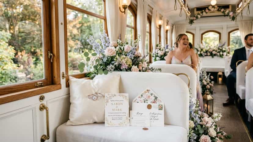 Shooboo Trolley & Shuttle Co providing All White Wedding Trolley Private Transportation Company services